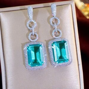 AQUAMARINE gemstone diamond EARRINGS